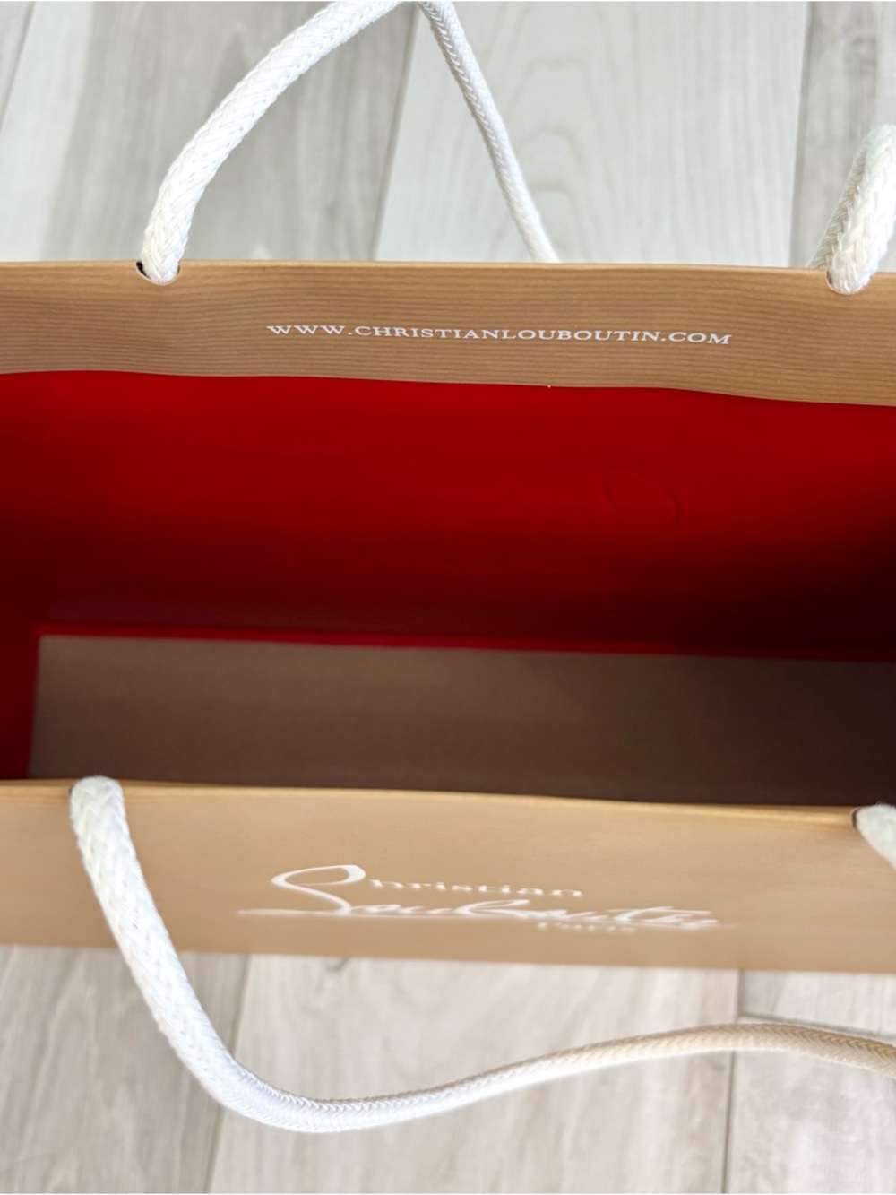 Christian Louboutin Tan Shopping Paper Bag with White Logo - Picture 6 of 6